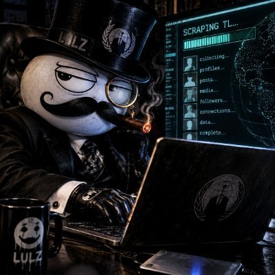 Lulzy in a top hat, cigar lit, working the scanner